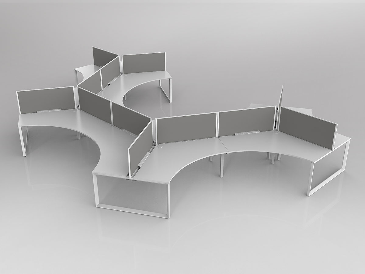 Tri Leg 12 Person 120 degree workstation