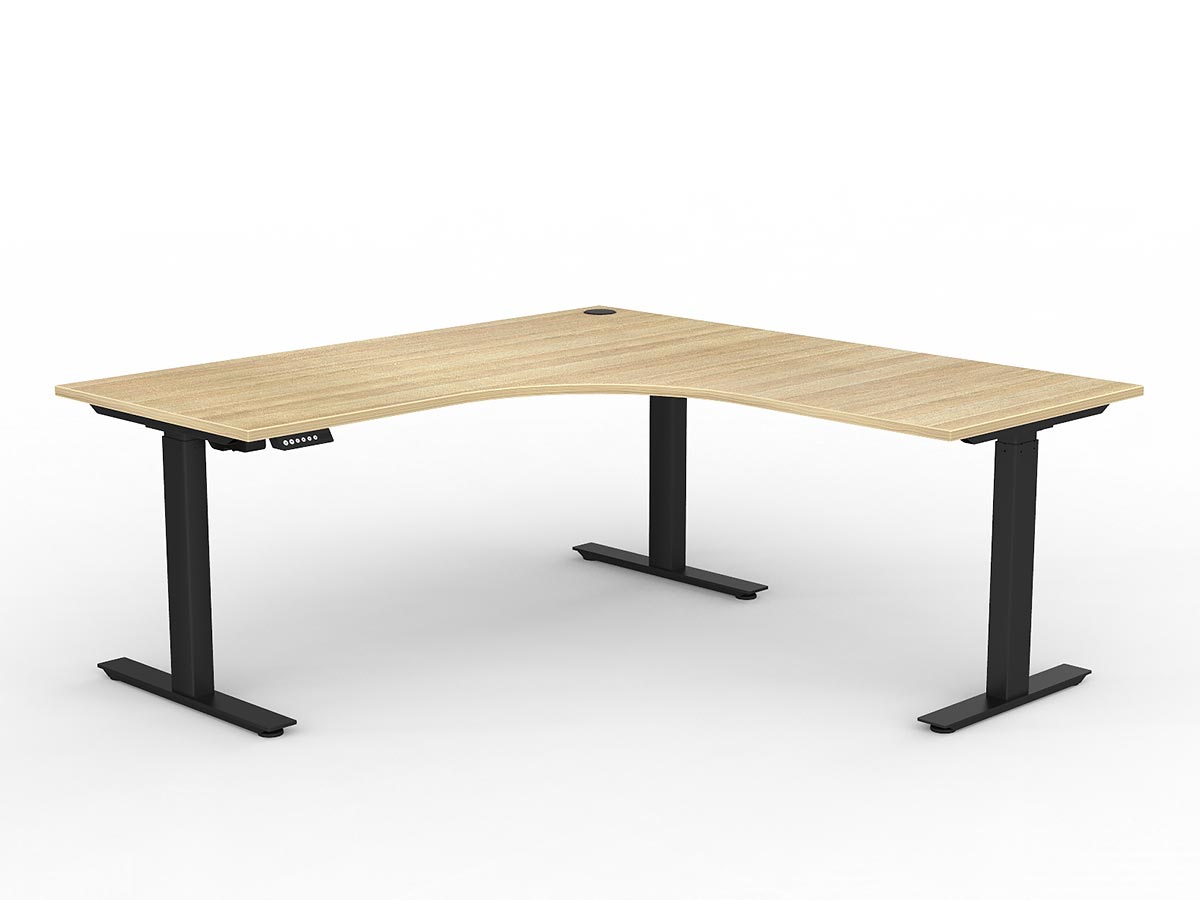 Agile Electric Height Adjustable Corner Desk 2 Column Single Motor