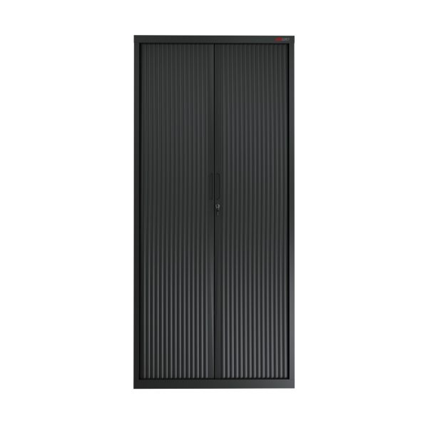 Aus Tambour Door Cupboards - 1980mmH x 900mmW - 4 shelves - Black