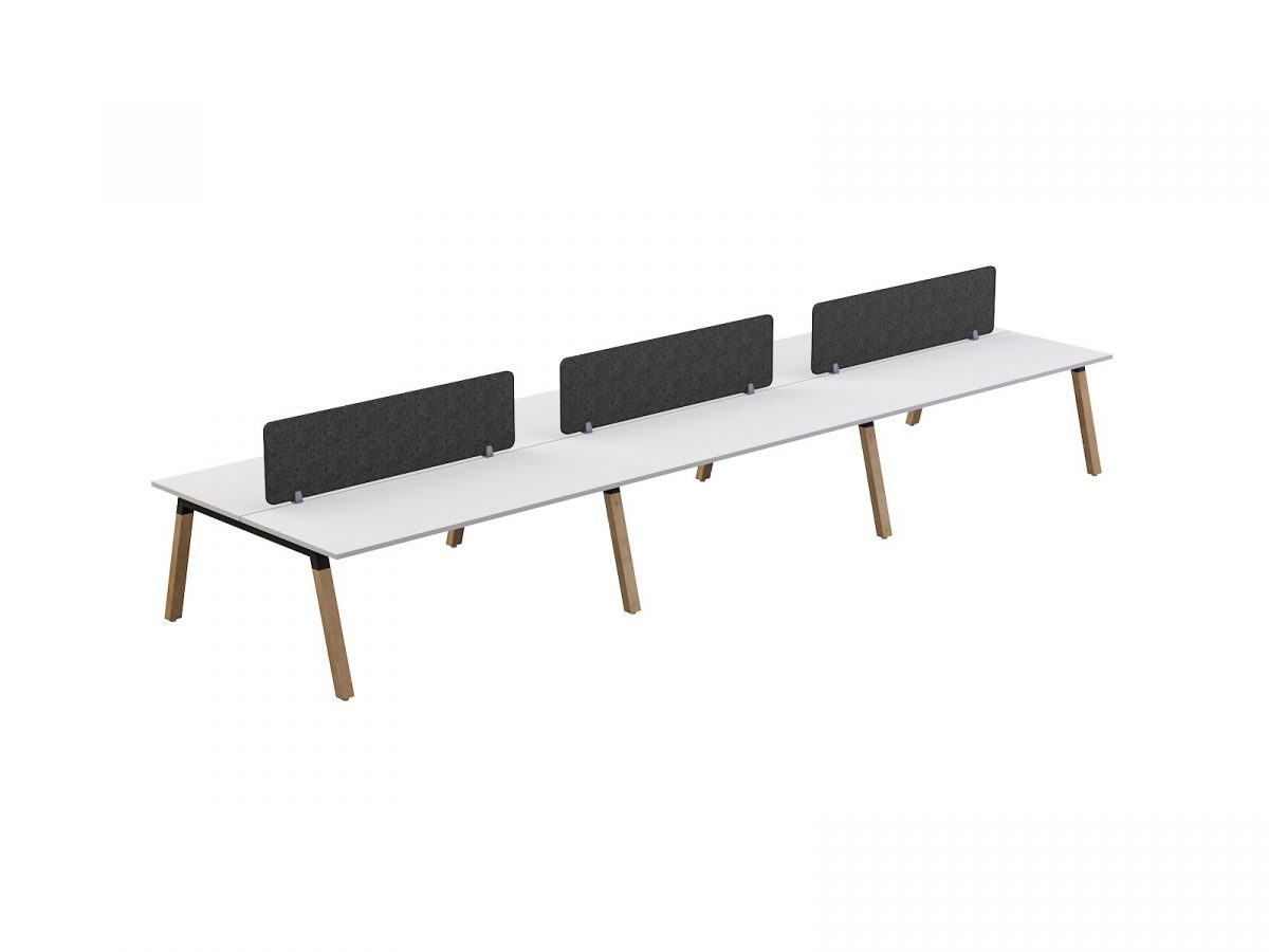 Plantation 6 person back to back workstation Radius Screen
