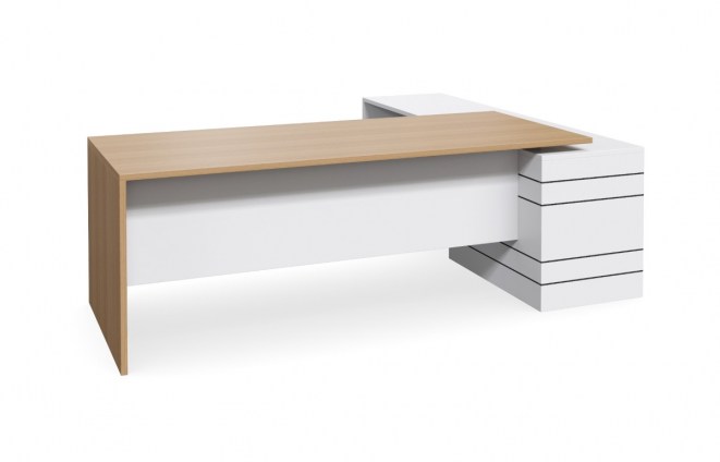 Geo Slab Executive Desk - White